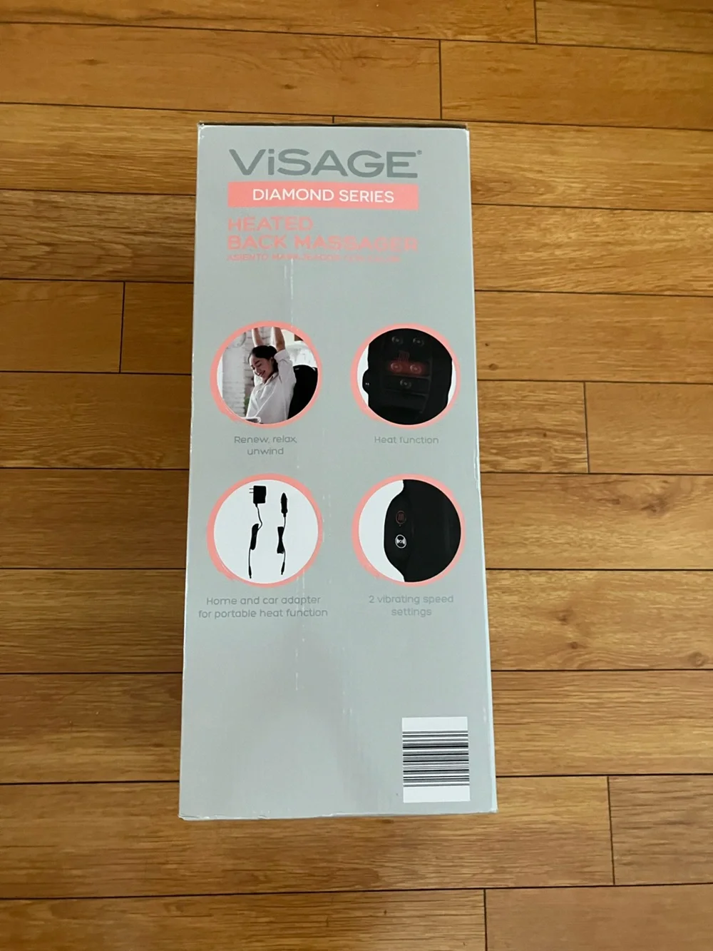 VISAGE DIAMOND SERIES HEATED BACK MASSAGER For Home & Car, Black, New